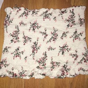 smocked floral tube top